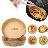 Air Fryer Disposable Paper Liner, 100 Pcs Air Fryer Liners, Non-stick Parchment Paper for Frying, Baking, Cooking, Roasting and Microwave - Unbleached, Oil-proof, 6.3-inch