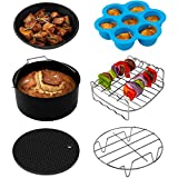 COSORI Air Fryer Accessories, Set of 6 Fit for Most 3.7Qt and Larger Oven Cake & Pizza Pan, Metal Holder, Skewer Rack & Skewers, etc, BPA Free, Nonstick Coating, Dishwasher Safe