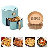 100pcs Air Fryer Disposable Paper Liner, Non-stick Air Fryer Liners, Oil-proof, Water-proof, Natural Food Grade Parchment for Baking Roasting Microwave Frying Pan(Round, 6.3in)