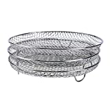 gazechimp 3-Tier Dehydrator Stand Grill Dehydrating Rack Easy Clean Stackable Stainless Steel for Instant Air Fryer Countertop Beef Jerky Fruits