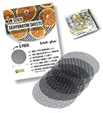 Kitchnplus Non-Stick 8'' Dehydrator Sheets (Set of 5) Compatible with Ninja Foodi and Instant Pot Dehydrator Rack and Air Fryer - Reusable Mats - PTFE Food Grade Material - Heat Resistant Up to 500°F - Includes Dehydrating Cookbook accessories