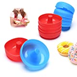 Silicone Donut Mold for Baking Cupcake,12 Pieces Nonstick Flexible Mini Round Doughnut Muffin Cups Shape Color Red & Blue by Jell-Cell
