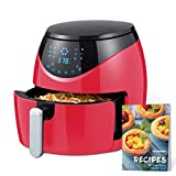 SHANBEN 7 Quart Air Fryer Pro Max, 12-in-1 XL Large Airfryer oven Cooker with Cookbook, Large Family Size Electric Hot Air Fryer Oven with Customized Temp/Time LED Digital Touch Screen and Reminder, 1700 W, Red