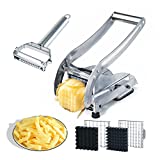 Stainless Steel French Fry Cutter,Innovative Life Commercial Grade Manual Potato Slicer Includes 2 Blade Size and No-Slip Suction Base,Vegetable Peeler for Gift,Perfect for Use with Air Fryer