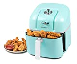 Nostalgia CLAF7AQ Classic Retro 7-Quart Oil-Free Healthy Cooking Air Fryer, Adjustable Temperature, 60-Minute Timer, Perfect For Chicken Tenders, Wings, Fries, Onion Rings, Fruits, Fish, aqua