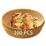 200 PCS Air Fryer Disposable Paper Liner, Air Fryer Liners, Air Fryer Parchment Paper, Oil-proof, Water-proof, Non-stick Air Fryer Liners, Perfect for oven, microwave and Air Fryer (6.3inch, Natural)