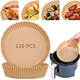 7.9-inch Air Fryer Liners, 120 Pcs [ Large Size ] Air Fryer Disposable Paper Liner, Non-stick Parchment Paper for Frying, Baking, Cooking, Roasting and Microwave - Unbleached, Oil-proof