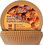 COSOAIR Air Fryer Disposable Paper Liner, 50PCS Non-stick Air Fryer Liners, Round Air Fryer Parchment liners Oil-proof, Water-proof, Food Grade Parchment Paper for Baking Roasting Microwave 7.9inch