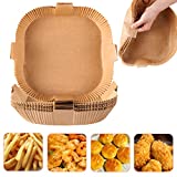 Air Fryer Disposable Paper Liners, Square Parchment Cooking Non-Stick Liner, Baking Roasting Food Grade Paper for Air Fryer, Microwave Oven, Frying Pan, Oil-proof, Water-proof (50PCS 7.9 Inch Natural)