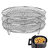 Air Fryer Three Stackable Dehydrator Racks for Gowise Phillips USA Cozyna Ninjia Airfryer,Stainless Steel Air Fryer Rack Fit all 4.2QT - 5.8QT Air fryer,Oven,Press Cooker,Air Flow Racks