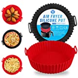 2-Pack Air Fryer Silicone Pots, 8 Inch Silicone Air Fryer Basket, Food Safe Air Fryers Oven Accessories, Replacement Of Parchment Paper Liners, Reusable Air Fryer Liner Fits 3.6 To 6.8QT Air Fryer