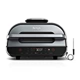 Ninja FG551 Foodi Smart XL 6-in-1 Indoor Grill with 4-Quart Air Fryer Roast Bake Dehydrate Broil and Leave-in Thermometer, with Extra Large Capacity, and a stainless steel Finish (Renewed)