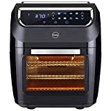 iCucina Digital Air Fryer, 10 Qt Air Fryer Oven with 8 Cooking Presets and Air Fryer Accessories, Chicken Rotisserie, Rotating Mesh Basket