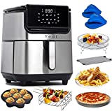 Yedi Evolution Air Fryer, 6.8 Quart, Stainless Steel, Ceramic Cooking Basket, with Deluxe Accessory Kit and Recipe Book