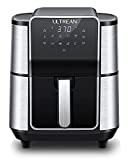 Ultrean Air Fryer, Stainless Steel Air Fryer Combo with Roaster, Toaster, 6 Quart Non-Stick Basket, Digital Touch Screen with 8 Cooking Functions, 50 Recipes, Healthy Cooking, UL Certified