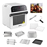GoWISE USA GW44802-O Deluxe 12.7-Quarts 15-in-1 Electric Air Fryer Oven w/Rotisserie and Dehydrator + 50 Recipes, QT, White