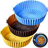 Air Fryer Silicone Pot 3 Pcs Air Fryer Oven Accessories Air Fryer Silicone Liners Baking Safe Replacement for Flammable Parchment Liner Paper No More Cleaning Basket After Using Air Fryer, 6.3 Inch