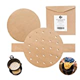 Air Fryer Parchment Paper Liners Ultimate Bundle Pack, 6.5 Inch Air Fryer Liners Round 50PCS Perforated with Handles & 50PCS Non-Perforated 100PCS Total, Non-Stick Water & Grease Proof Air Fryer Liner