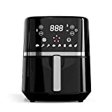 Besile Air Fryer Stainess Steel 5.0QT,LED Digital Touchscreen with 8 Cooking Presets for Broiler,Roaster,Dehydrator,Baking and Reheating,Nonstick Square Basket (1500W Black)