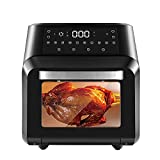 Besile Air Fryer Toaster Oven,Digital LCD Touch Screen,Rotisserie Oven,Deep Fryer,Dehydrator, Roaster, Warmer, Reheater, Pizza Oven,Cooking Accessories Included(12QT,1700W,Black)