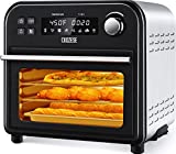 8-In-1 Toaster Oven Air Fryer, 6-Slice Compact Convection Oven Countertop with 6 Rapid Quartz Heaters, Air Fry,Grill,Roast,Broil,Bake, Black Stainless Steel Dehydrator,Smart Screen,45Recipes&5Fittings