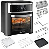 COSTWAY Air Fryer Toaster Oven, 8 in 1 Air Fryer with Touch Screen & 8 Presets, Adjustable Temperature & Time, 13.7 Quart Convection Air Fryer Countertop Oven, Roast, Bake, Fry Oil-free, Rich Accessories, 1700W