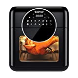 COSTWAY Air Fryer Toaster Oven, with Digital Touch Screen, 10.5QT Electric Air Fryer Oven, 1500W Multifunctional Oil-Free Countertop Oven with Timer, Temperature Control, 7 Accessories, 8 Cooking Presets, Black