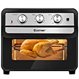 COSTWAY Air Fryer Toaster Oven, 6-in-1 Convection Air Fryer Oven, with Broil, Hot Air Broil, Toast, Bake, Air Fry, Dry Fruit, Countertop Toaster Oven, with 9 Accessories, 23Qt Large Capacity, 1700W, Black