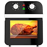 COSTWAY Air Fryer Oven, 12.7QT Large Capacity Air Fryer Oven with Rotisserie, Dehydrator, Multifunctional 1600W Air Fryer Oven with 10 Accessories, Viewing Window, Interior Light, Pause and Rotating Function, Black