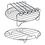 HSimple Air Fryer Rack XL Air Fryer Accessories Set Of 2, Multi-purpose Double Layer Rack with Skewer, Stackable Metal Holder, Compatible with Instant Pot XL Air Fryer Philips Ninjia Cosori Cozyna Gowise 5.3-5.8QT