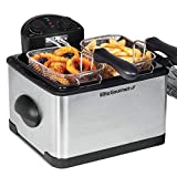 Elite Gourmet EDF-401T Electric Immersion Deep Fryer 3-Baskets, 1700-Watt, Timer Control Adjustable Temperature, Lid with Viewing Window and Odor Free Filter
