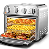 Geek Chef Air Fryer Toaster Oven Combo, 4 Slice Toaster Convection Air Fryer Oven Warm, Broil, Toast, Bake, Air Fry, Oil-Free, Accessories Included, Stainless Steel, Silver