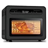 Geek Chef 26QT Air Fryer Toaster Oven, 50-in-1 Steam Countertop Convection Oven, Extra Large Capacity, Fit 12' Pizza, 6 Slices Toast, Rotisserie and Dehydrator, Pizza, Steam, Double-layer Glass Door, 6 Accessories Include, ETL Certified, Black Stainless Steel
