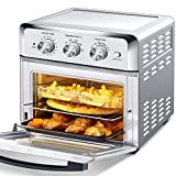 Geek Chef Air Fryer Toaster Oven, 4 Slice Convection Airfryer Countertop Oven 19QT, Roast, Bake, Broil, Reheat, Fry Oil-Free, Cooking 4 Accessories Included, Stainless Steel,1500W