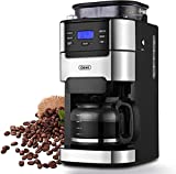 10-Cup Drip Coffee Maker, Brew Automatic Coffee Machine with Built-In Burr Coffee Grinder, Programmable Timer Mode and Keep Warm Plate, 1.5L Large Capacity Water Tank, Removable Filter Basket, 950W, Black1