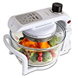 Convection Oven, Glass Bowl Oven, Air Fryer Toast Oven Oil Free XL Electric Countertop Ovens Air Frier, Digital Turbo, Halogen Oven, White, 13QT