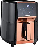GoWISE USA 7-Quart Air Fryer & Dehydrator - with Ergonomic Touchscreen Display with Stackable Dehydrating Racks with Preheat & Broil Functions + 100 Recipes (Black/Copper))