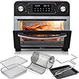 Deco Chef 24 QT Black Stainless Steel Countertop 1700 Watt Toaster Oven with Built-in Air Fryer and Included Rotisserie Assembly, Grill Rack, Frying Basket, and Baking Pan