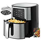 JOYOUNG Air Fryers 5.8Qt Big Capacity Air Fryer Toaster Oven, 8 Presets with Air Fryer Oven Cookbook, 4 Accessories, 1400W, LED Digital Screen, Stainless Steel