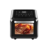 JKM Air Fryer Oven, 10 in 1 Air Fryer Toaster Oven Combo with Digital Screen, 12 QT Rotisserie Air Fryer Oven 1700W Electric Hot Oven Oilless Cooker with 7 Accessories
