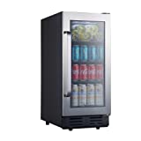 Mini Fridge, Kalamera 15 inch Beverage Cooler Refrigerator With Seamless Stainless Steel Door Built-in or Freestanding - 96 Cans Capacity - for Soda, Water, Beer or Wine - For Kitchen or Bar with White Interior Light