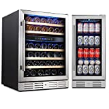 Kalamera Wine and Beverage Refrigerator, 15' & 24' Built-in or Freestanding Fridge with Stainless Steel & Temperature Memory Function