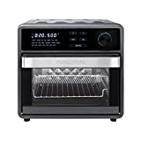 Kalorik Air Fryer Toaster Oven, MAXX® AFO 47804 BK 16 Quart, Touch Air Fryer Oven, 9-in-1 Toaster Oven Air Fryer Combo - Roaster, Toaster, Baking, Broiler, Grill, Dehydrator, 21 Smart presets, 500℉, 5 Accessories, Recipe Book, 1750W, Black Stainless Steel