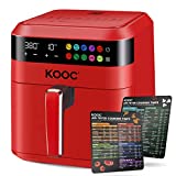 KOOC Air Fryer, 6.5 Quart 10 in 1 Electric Air Fryer Oven (Free Cheat Sheet for Quick Reference), LED Touch Digital Screen, Easy Customized Temp/Time, Nonstick Basket, 1700W, Red