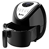 KUPPET Air Fryer-Hot Air/Deep Fryer with Basket/Rapid Air Technology For Less or No Oil/Timer & Temperature Control/7 Cooking Presets/Included Recipe,Steamer,Fryer Pan (3.7QT, Black)