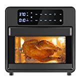 Toaster Oven Air Fryer combo 8-in-1, 16 Quart Large Capacity Airfryer Oilless Cooker, Shake Reminder, Rotisserie/Air Fry/Roast/Dehydration, LED Touch Screen, Black