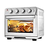 Ovente Stainless Steel Multi-Function Air Fryer Toaster Oven Combo 26 Quart with Accessories, 1700 Watt Countertop Rotisserie Convection Oven & Dehydrator for Chicken Pizza Veggie, Silver OFM2025BR