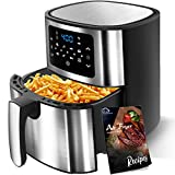 Air Fryer Oven- Nebulastone 6 QT Air Fryers Oilless Cooker 7 Cooking Functions, Kitchen Appliances for 3-8, LED Touch Screen, Temperature & Time Control Function, Dishwasher Safe Basket, ETL Certified