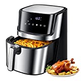 Air Fryer, 6 Quart Air Fryer Oven, Air Fryer Oven Cooker (Cookbook with 30 Recipes), 8 Preset Menus Electric Hot Air Fryers Oven Oilless Cooker with LCD Digital Screen for Baking, Roasting, Dehydrating, with Accessories Black