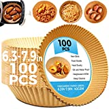 100PCS Air Fryer Disposable Paper Liner, Air Fryer Liners Round, Non-stick Parchment Paper Liners for Air Fryer Oil-proof, Water-proof, Food Grade Baking Paper for Air Fryer Oven Microwave